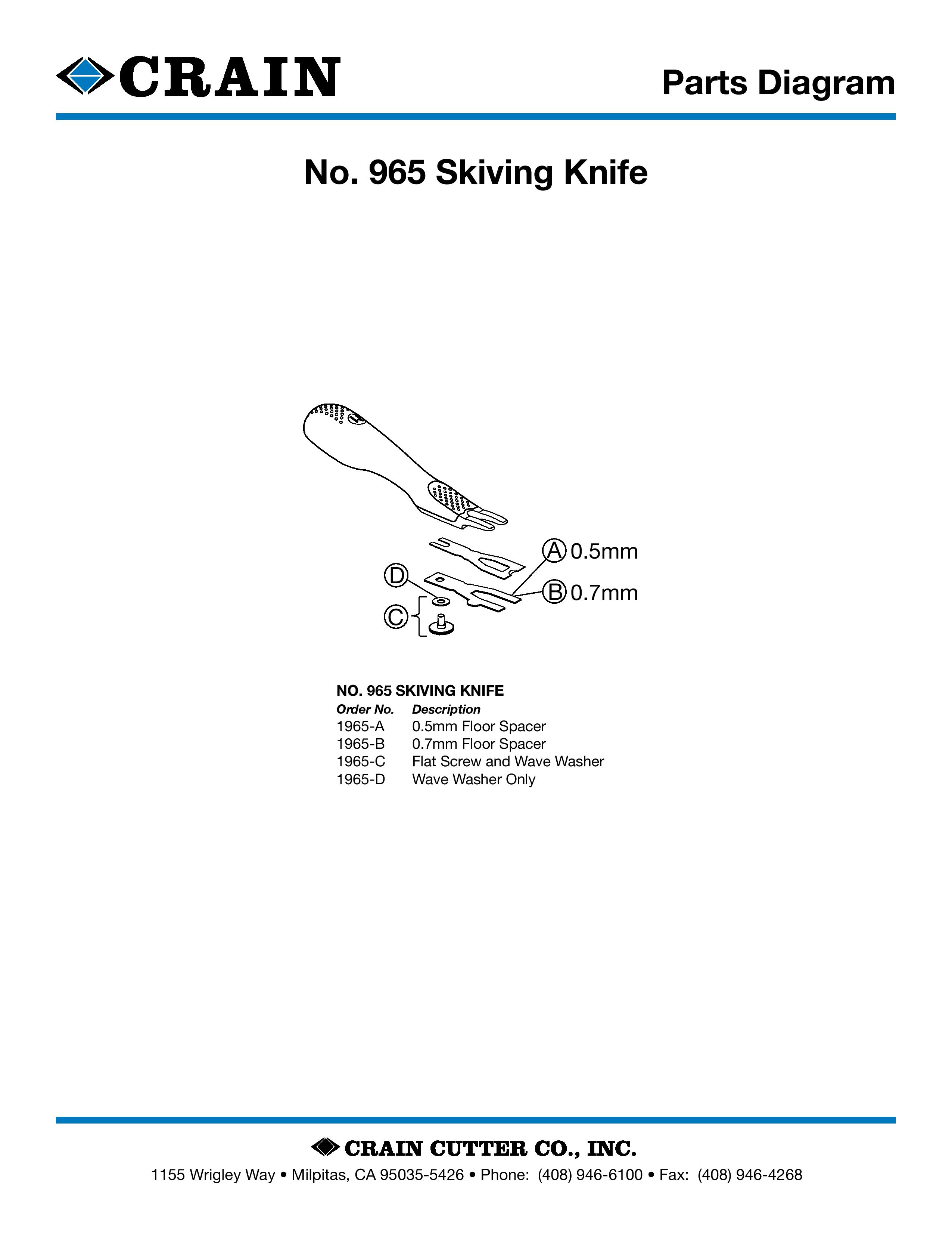 Crain 965 Skiving Knife w/Replaceable Blade